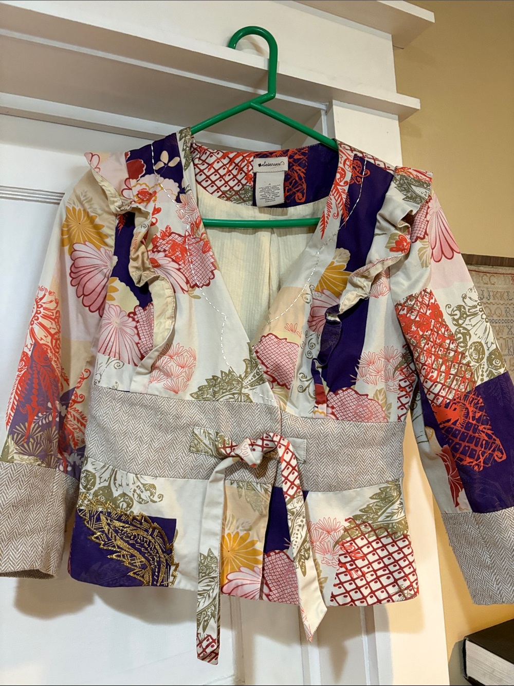 Elevenses Colorful Floral Wrap Jacket with Belt 4